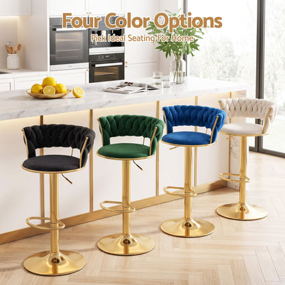 Set of four Artiss Vivien black velvet bar stools, assembly required