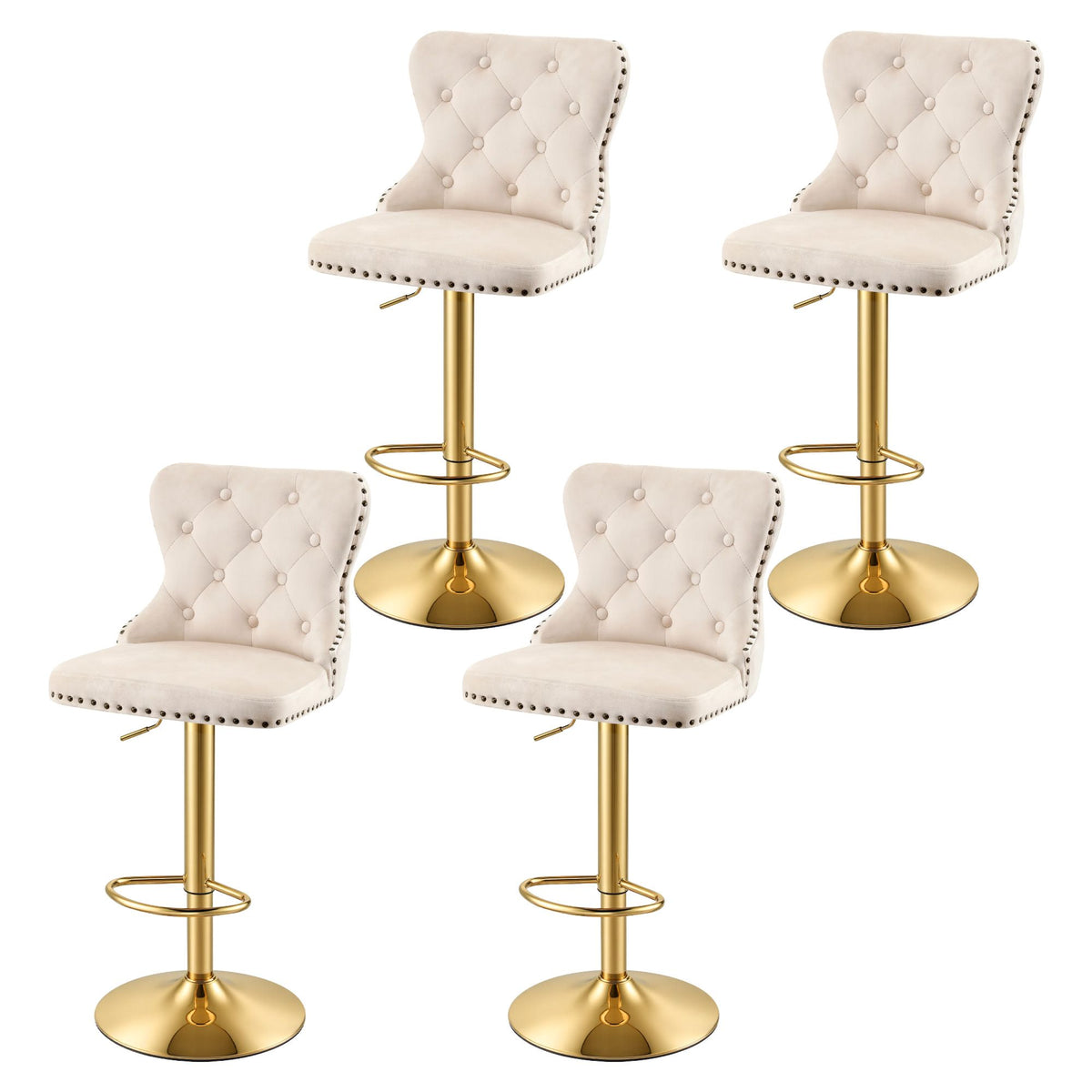 Artiss velvet counter stool with contoured backrest and gas lift height adjustment