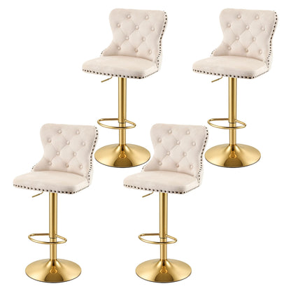 Artiss velvet counter stool with contoured backrest and gas lift height adjustment