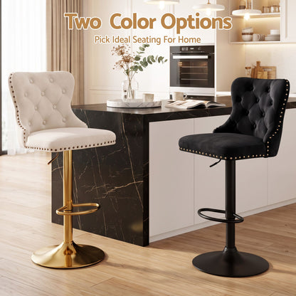Set of four Artiss ivory velvet bar stools, assembly required