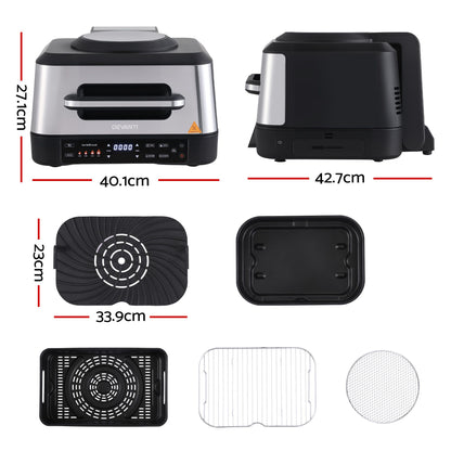 Devanti 5-in-1 BBQ Grill Air Fryer 8L 2200W - view 2