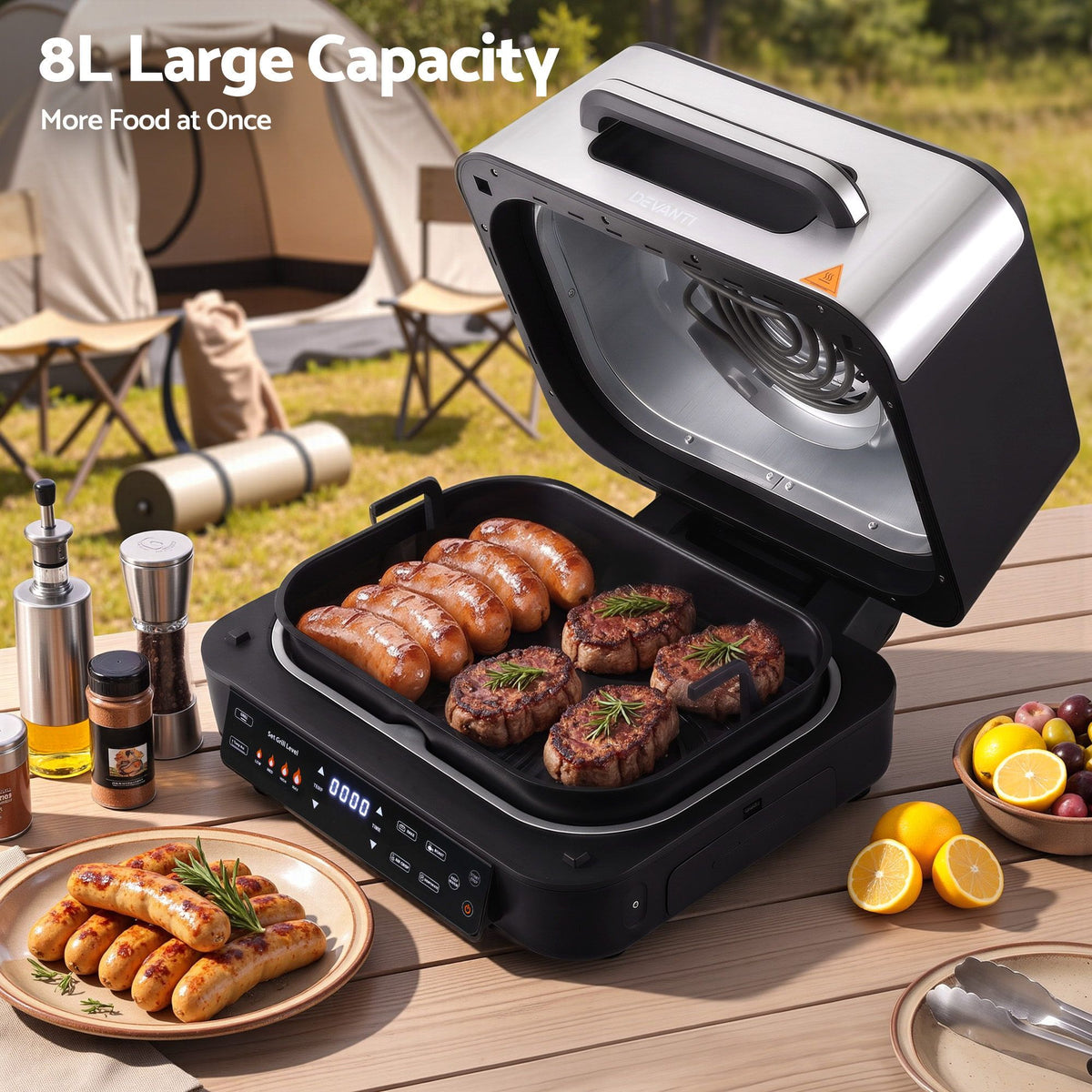 Devanti 5-in-1 BBQ Grill Air Fryer 8L 2200W - view 6