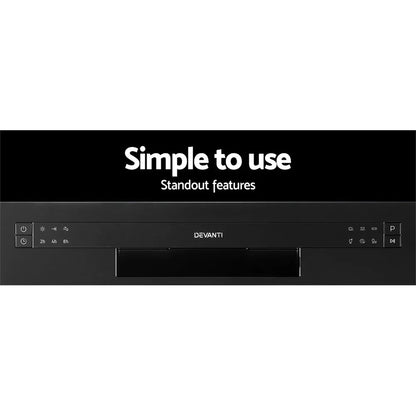 Black kitchen appliance control panel with simple touch buttons and digital display