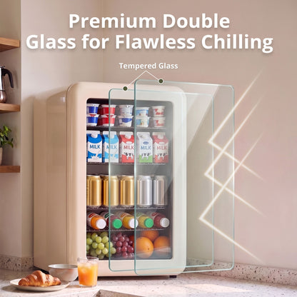 LUVIMO 130L Bar Fridge Mini Refrigerator Glass Door Aesthetics Cooler