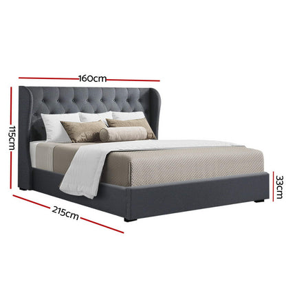 Artiss Issa Gas Lift Bed Frame Queen Charcoal with Storage 300kg