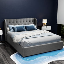Artiss Issa Gas Lift Bed Frame Queen Grey with Storage 300kg