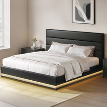 Artiss Lumi LED Gas Lift Bed Frame King Black with Storage 300kg