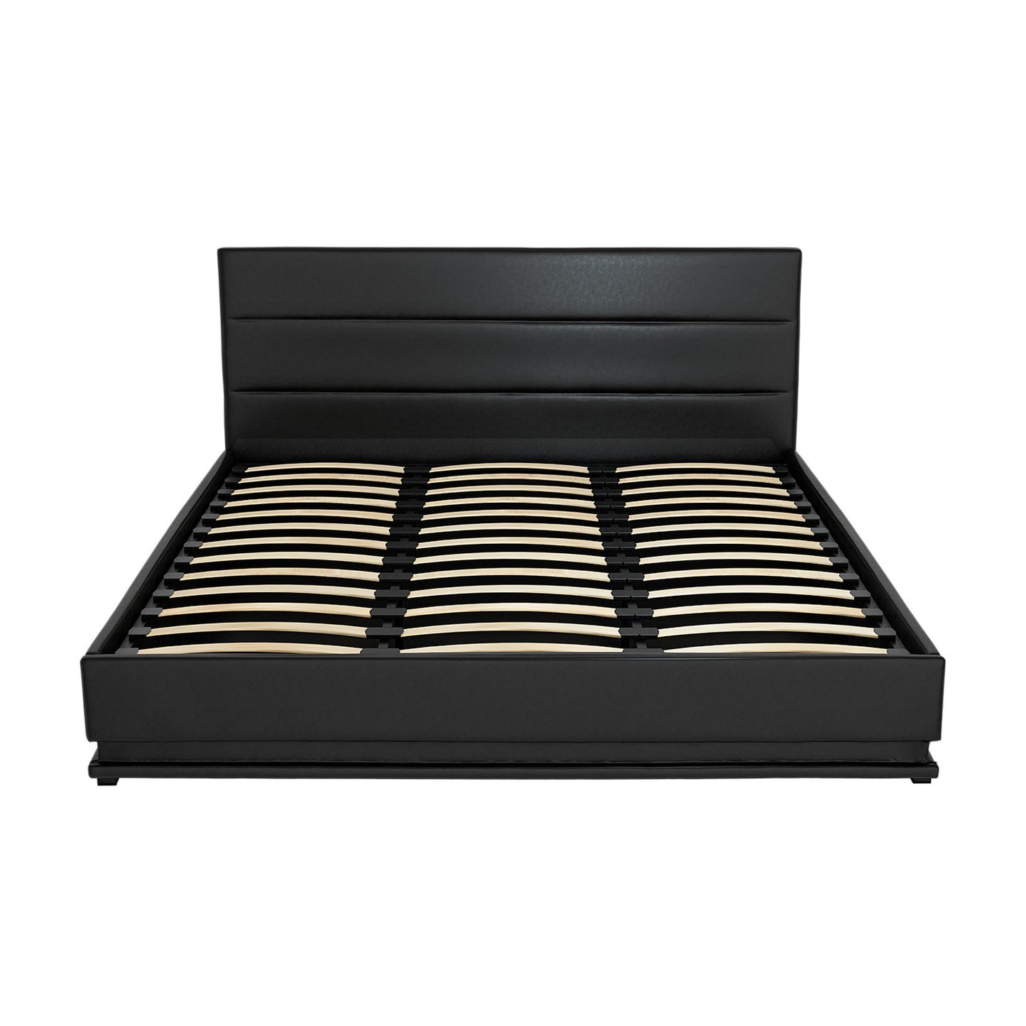 Artiss Lumi LED Gas Lift Bed Frame King Black with Storage 300kg