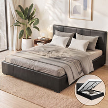 Artiss Nino Gas Lift Bed Frame Queen Black with Storage 300kg