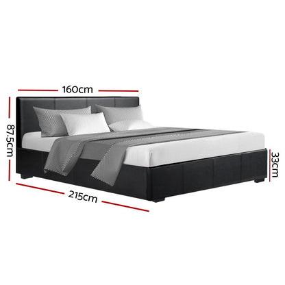 Artiss Nino Gas Lift Bed Frame Queen Black with Storage 300kg