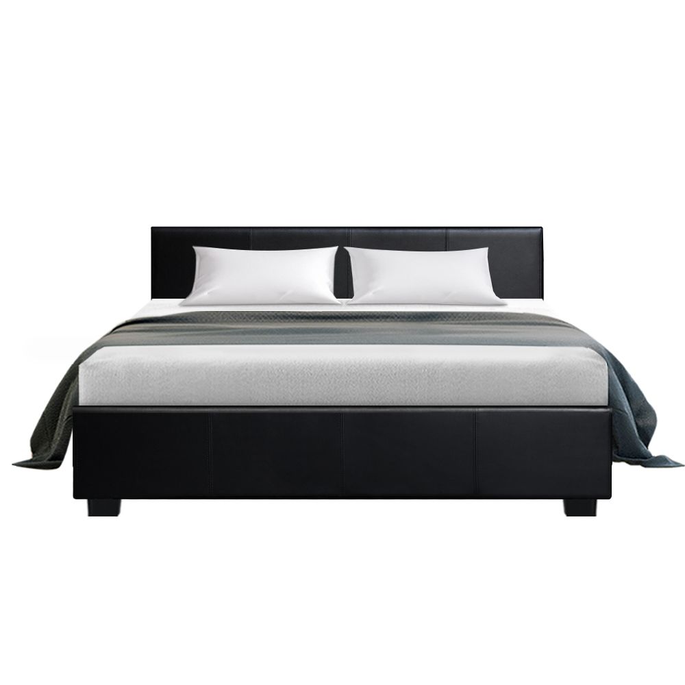 Artiss Nino Gas Lift Bed Frame Queen Black with Storage 300kg