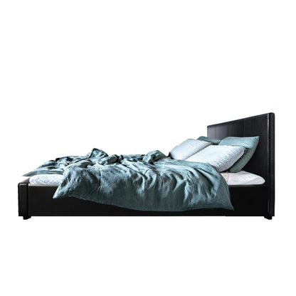Artiss Nino Gas Lift Bed Frame Queen Black with Storage 300kg