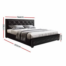 Artiss Tiyo Gas Lift Bed Frame Double Black with Storage 300kg