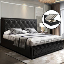 Artiss Tiyo Gas Lift Bed Frame King Black with Storage 300kg