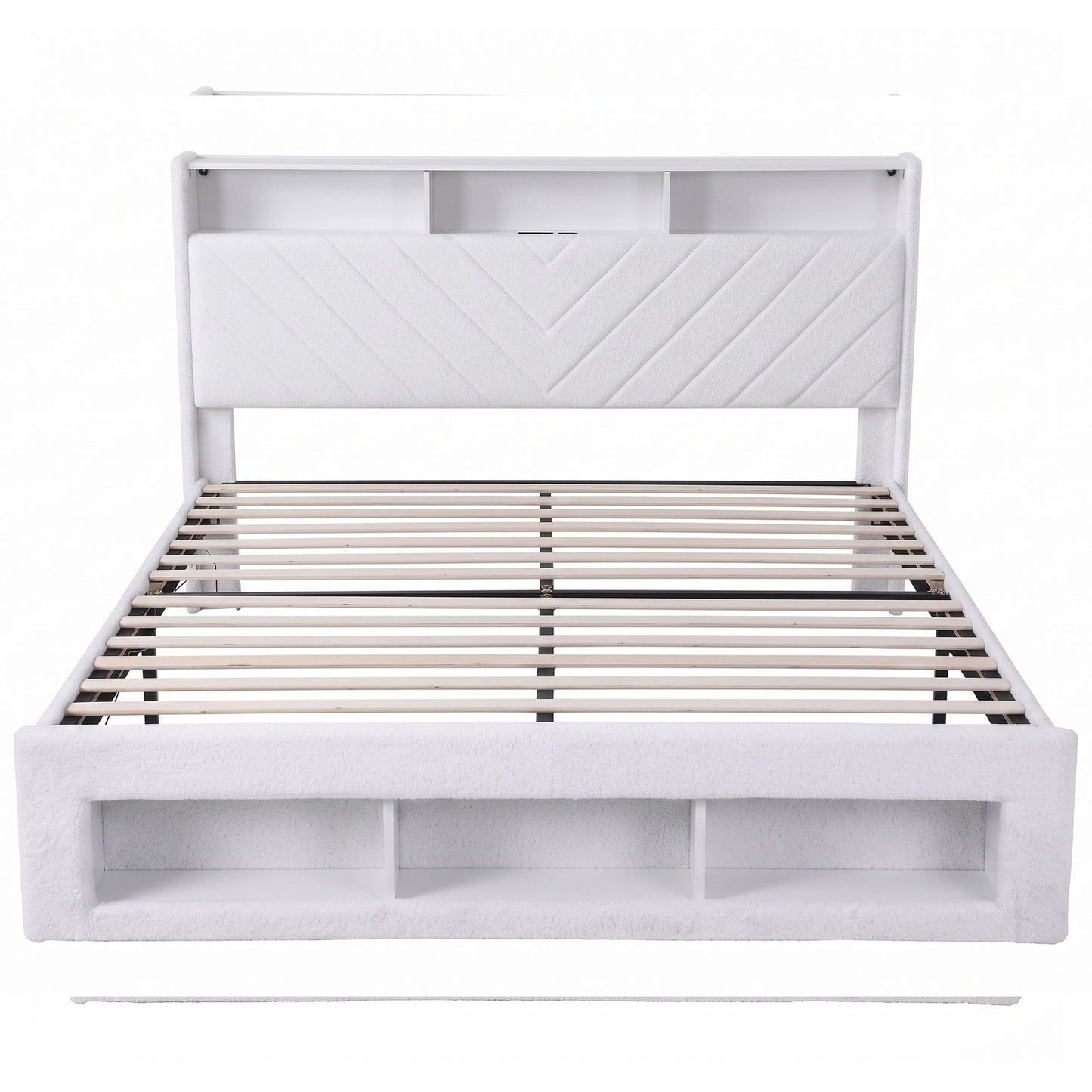 Artiss King Bed Frame With Storage Charging Station LED White