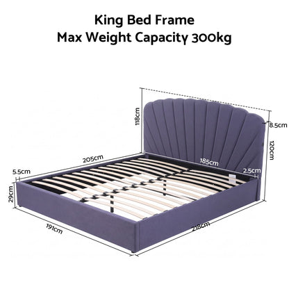Artiss King Bed Frame With Lift Up Storage USB Ports Grey