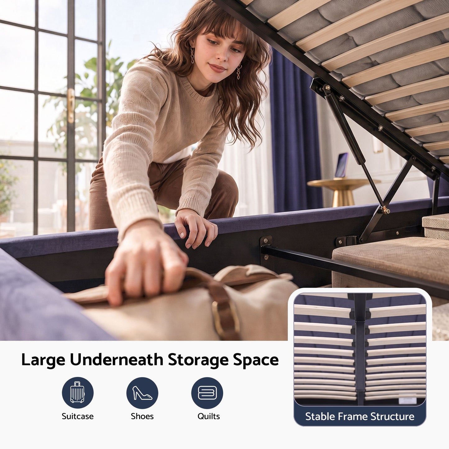 Artiss King Bed Frame With Lift Up Storage USB Ports Grey