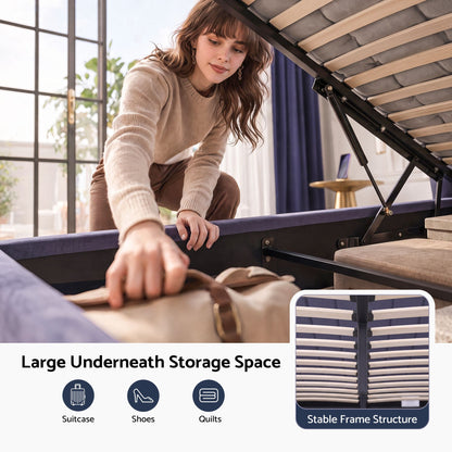 Artiss King Bed Frame With Lift Up Storage USB Ports Grey