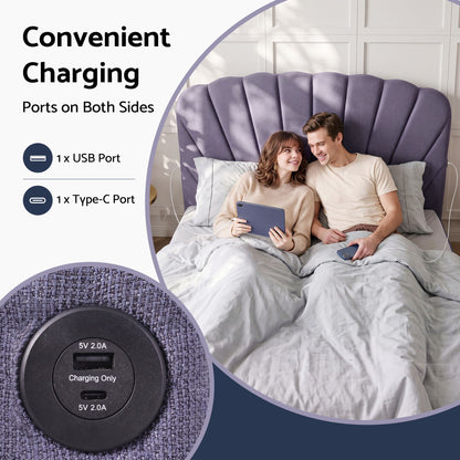 Artiss King Bed Frame With Lift Up Storage USB Ports Grey