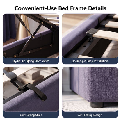 Artiss King Bed Frame With Lift Up Storage USB Ports Grey