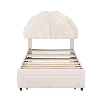 Large underbed storage drawer on smooth glide wheels at the bed end of the Artiss GLOW frame