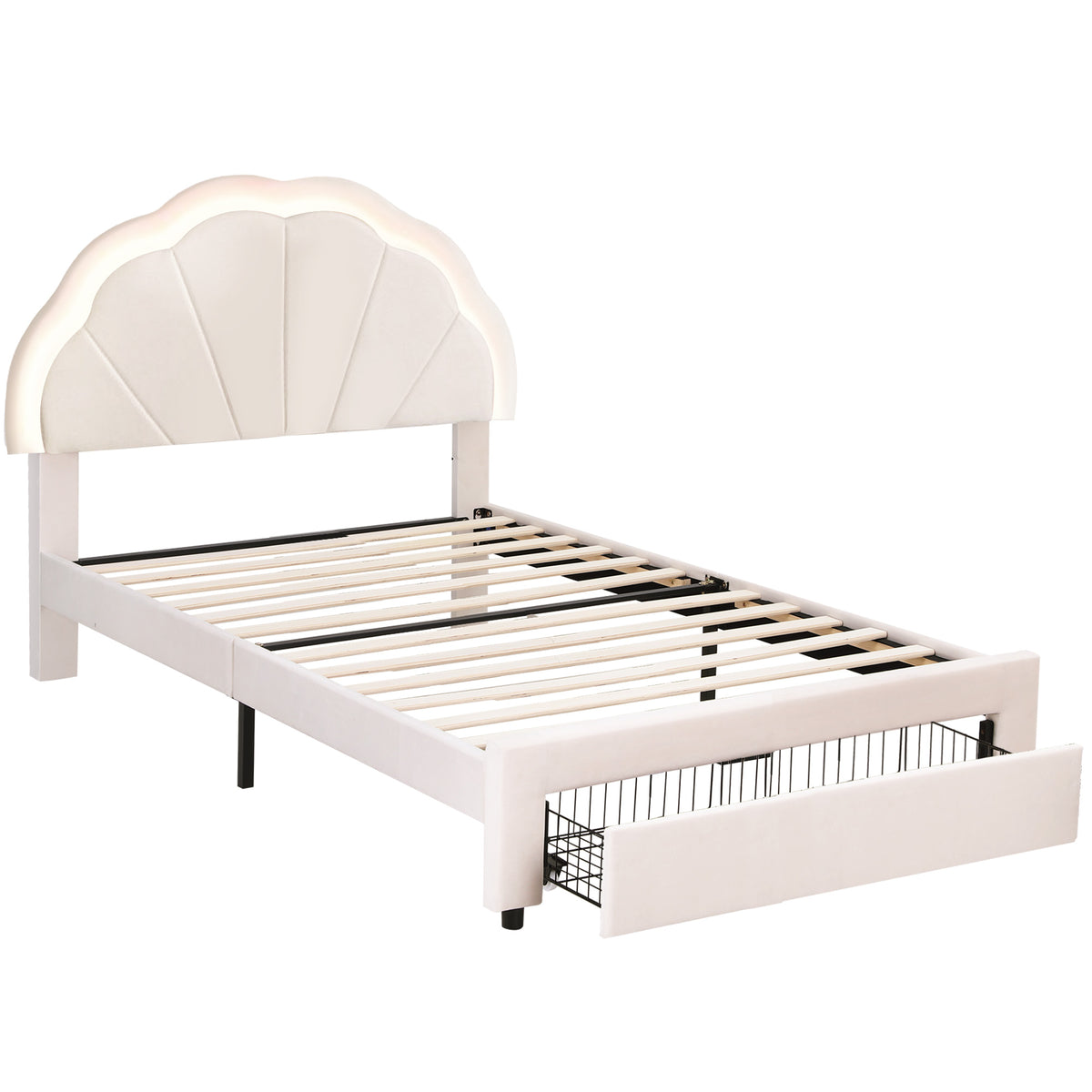 Artiss GLOW king single velvet bed frame on 3cm plastic feet, fits a standard Australian King Single mattress