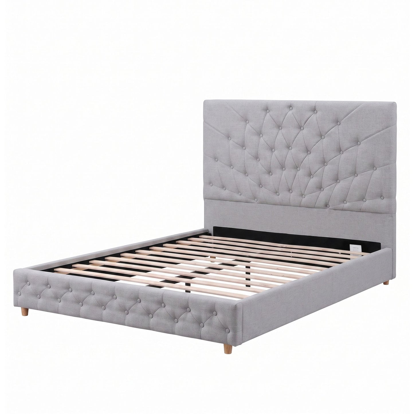 Artiss Double Bed Frame With Tufted Headboard Grey