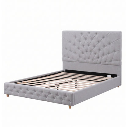 Artiss Double Bed Frame With Tufted Headboard Grey