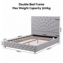 Artiss Double Bed Frame With Tufted Headboard Grey