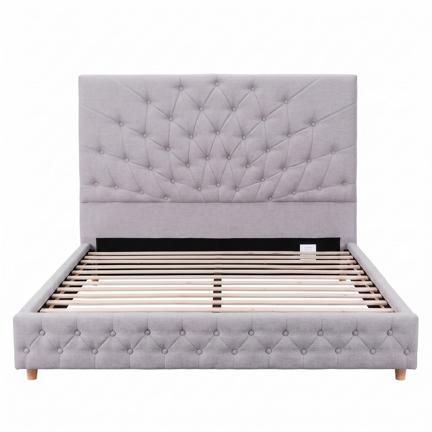 Artiss Double Bed Frame With Tufted Headboard Grey