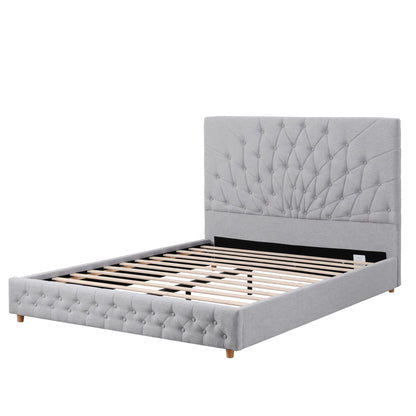 Artiss Queen Bed Frame With Tufted Headboard Grey