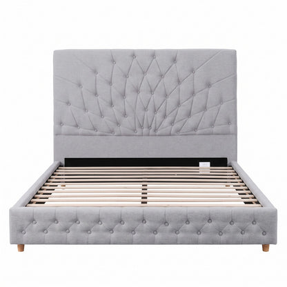 Artiss Queen Bed Frame With Tufted Headboard Grey
