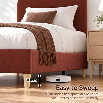 Artiss Vic brown King Single bed frame styled in a bedroom