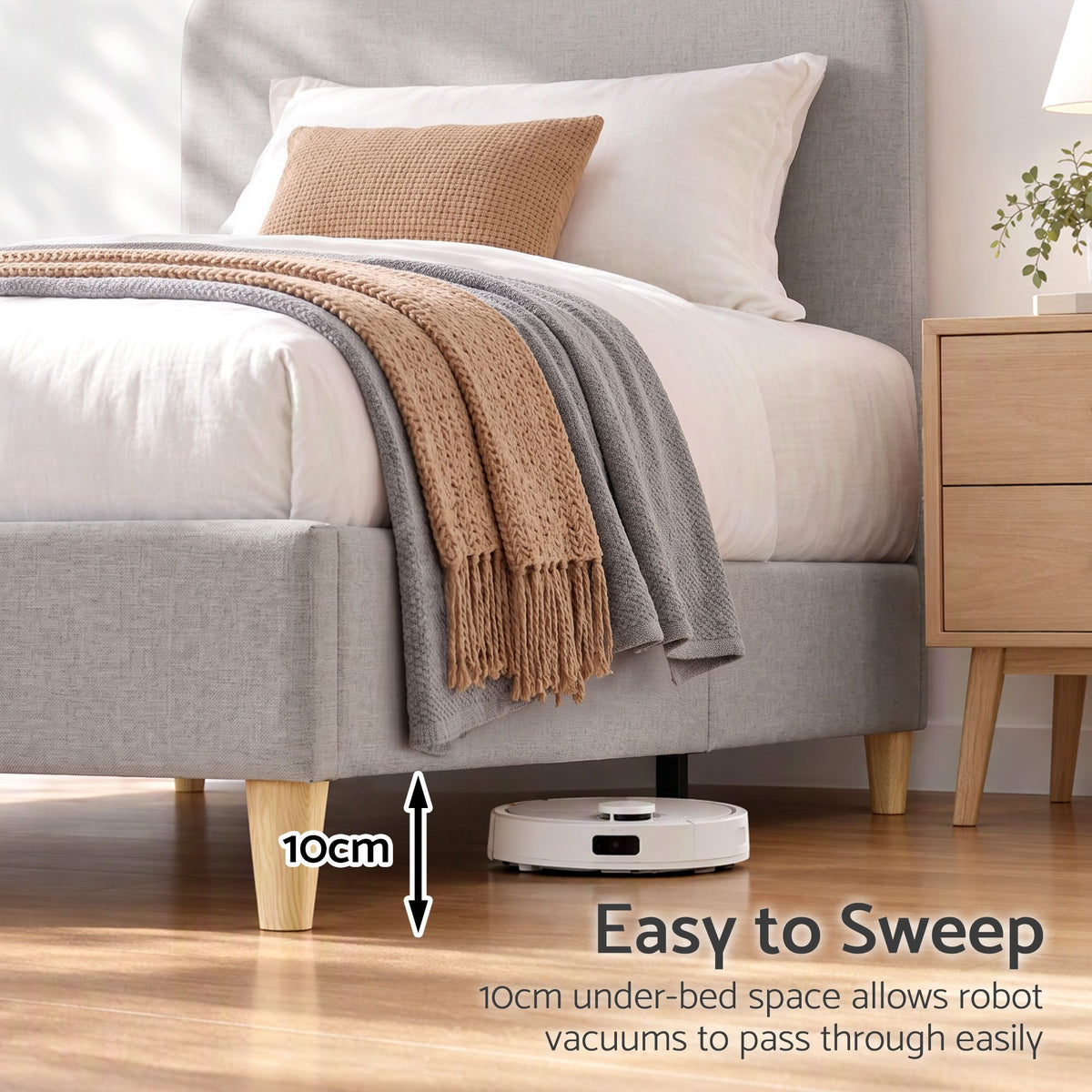 Artiss Vic grey Single bed frame styled in a bedroom