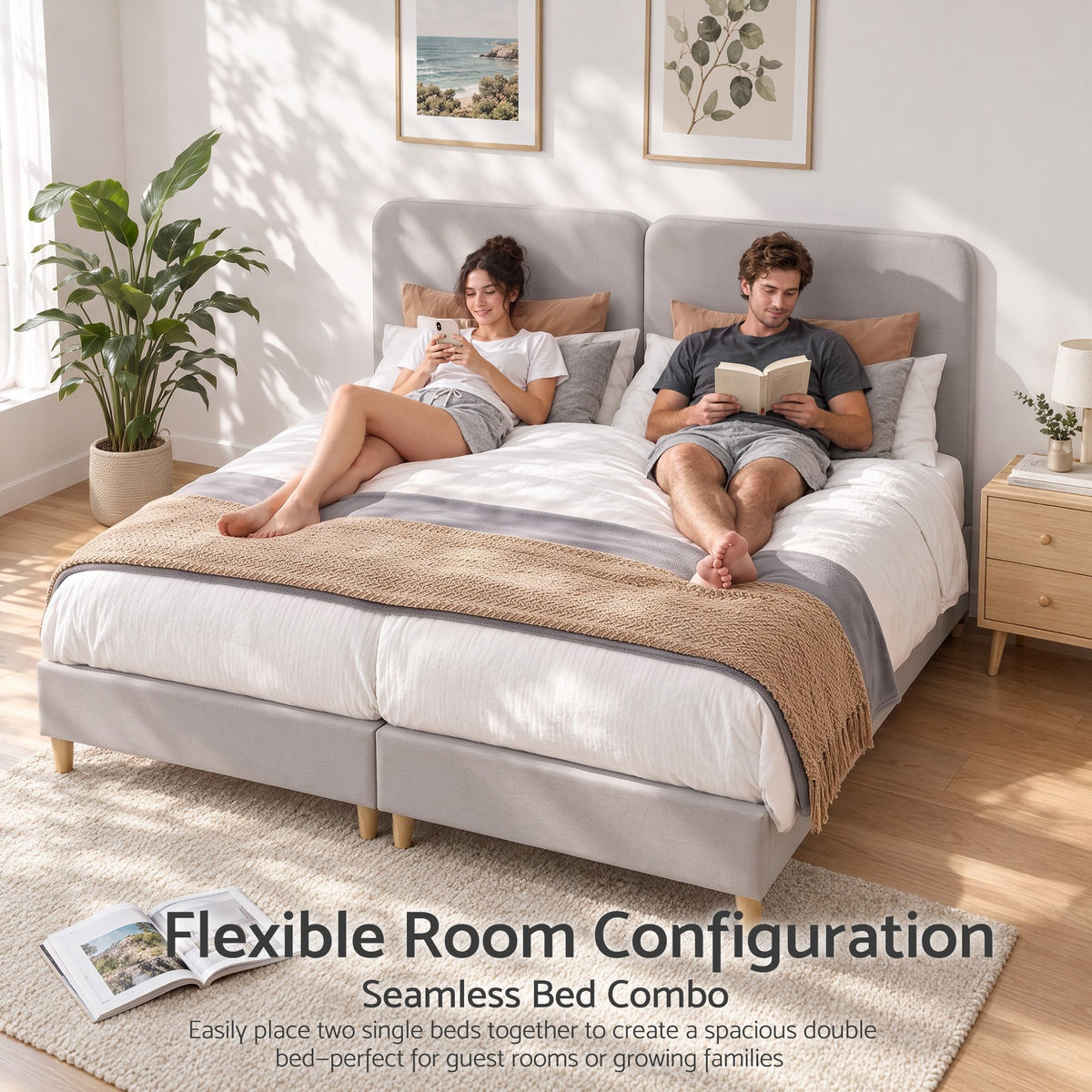Measurement guide for the Artiss Vic Single bed frame, 195 x 92 x 100cm