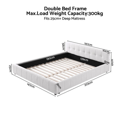 Diamond button tufting detail on the Artiss Puff double bed headboard