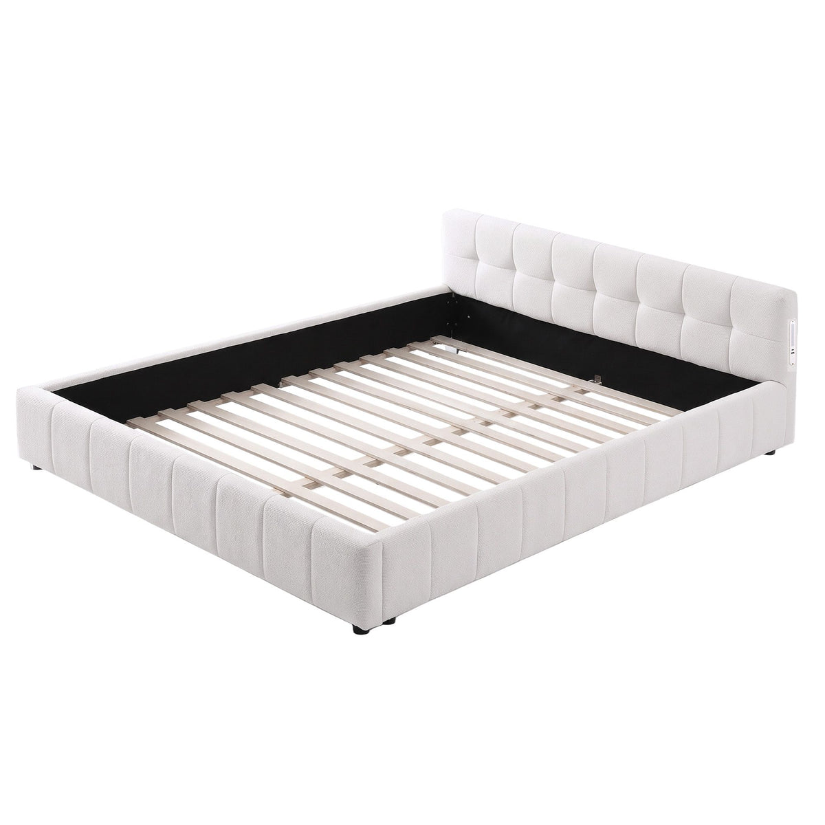 Built-in USB-A and USB-C charging ports on the Artiss Puff bed frame