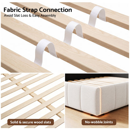 Measurement guide for the Artiss Puff double bed frame, 203 x 147 x 61cm