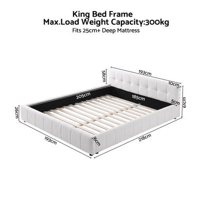 Diamond button tufting detail on the Artiss Puff king bed headboard
