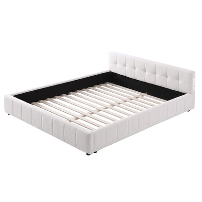 Built-in USB-A and USB-C charging ports on the Artiss Puff king bed frame