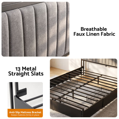 King storage bed frame measuring 221cm x 189cm x 130cm overall