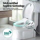 SIAA-certified smart toilet seat with hygienic technology, resists stains & odors, ISO 22196 certified