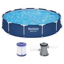 Bestway Swimming Pool 366x76cm Steel Frame Round Filter Pump Blue