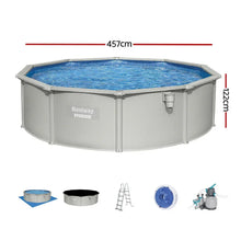 Above ground round swimming pool with ladder, filter pump, and pool cover, 457cm x 122cm