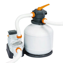 Pool sand filter pump with hoses and control valve for swimming pool cleaning
