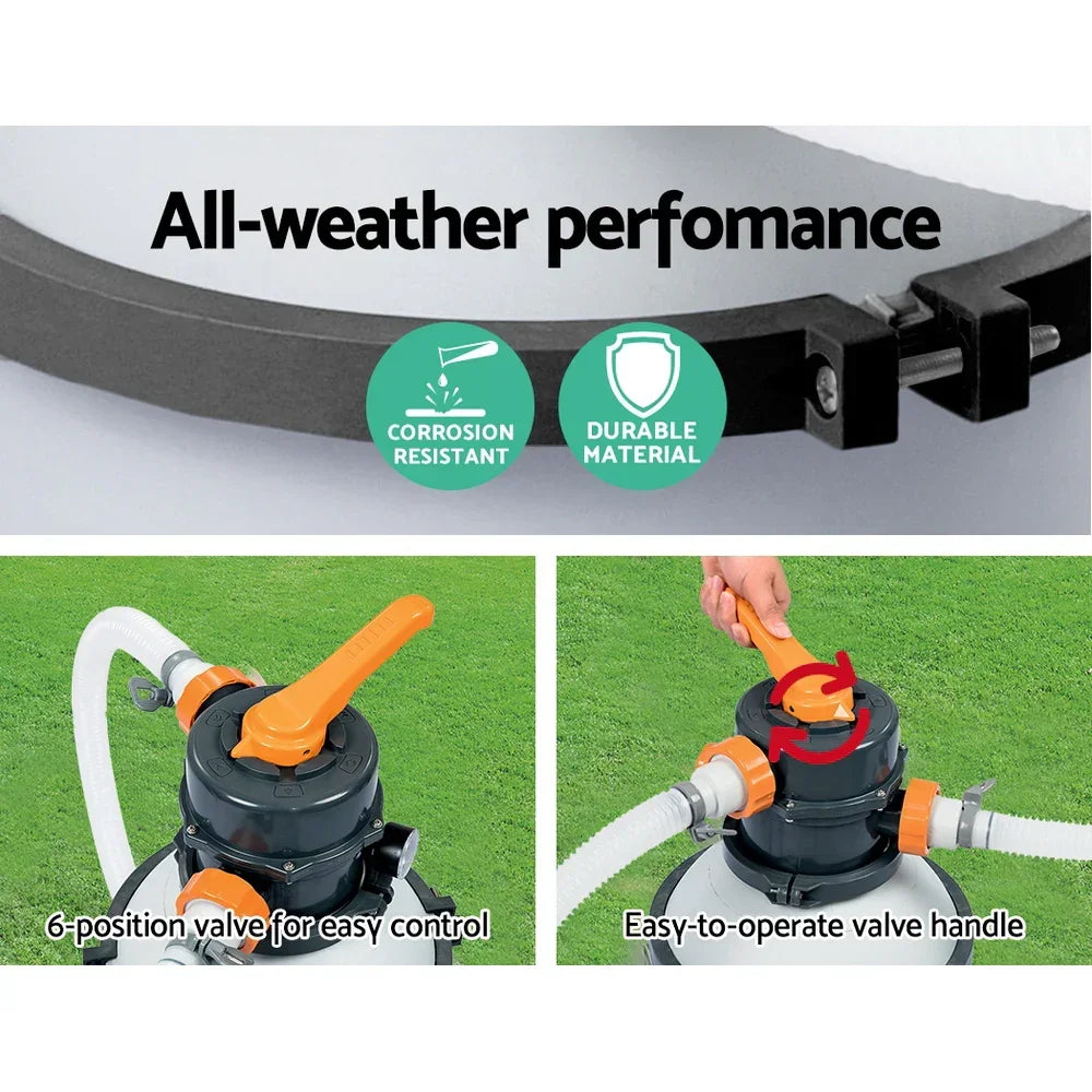 Pool filter tank with corrosion resistant, durable material, and 6-position valve for control