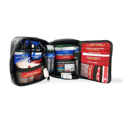 Baby first aid supplies including instant ice pack, emergency blanket, hydrogel and PE burn sheet