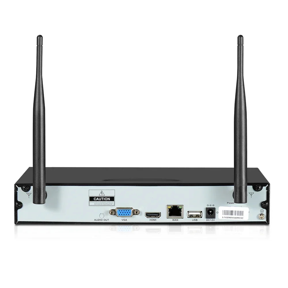 Wireless security NVR recorder with dual antennas, HDMI, VGA, USB and network ports