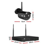 Wireless CCTV security camera and NVR recorder system with dimensions labeled in centimeters