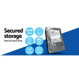 4TB internal hard drive with secured storage, high performance, 57000 RPM, low noise features.
